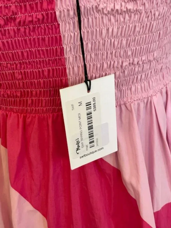 SWF Tipping Point Midi Halter Dress 100% Cotton Poplin Pink Flowy NEW NWT Medium - Picture 8 of 11